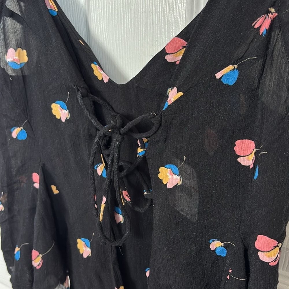 NEW NWT FREE PEOPLE Floral Black Corset Cami Top Size XS 100% Viscose adjustable - Picture 6 of 9